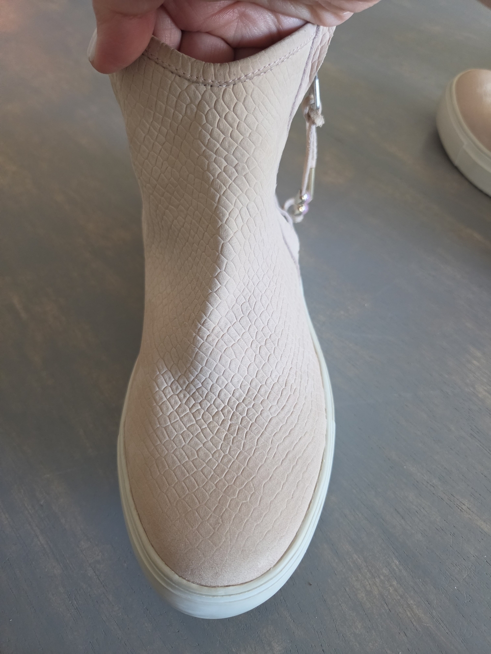 Blackstone Women’s Textured Slip-On Ankle Booties in Light Pink Cream - Picture 8 of 14